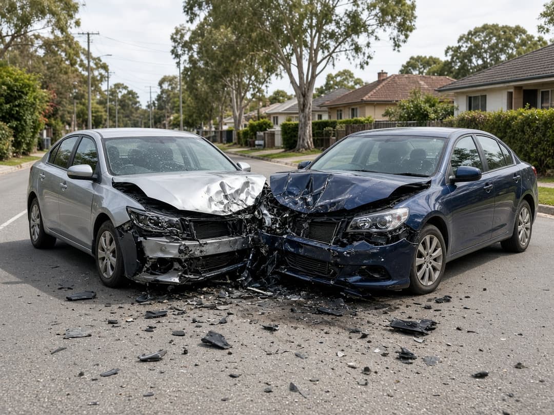 Motor vehicle accident collision scene